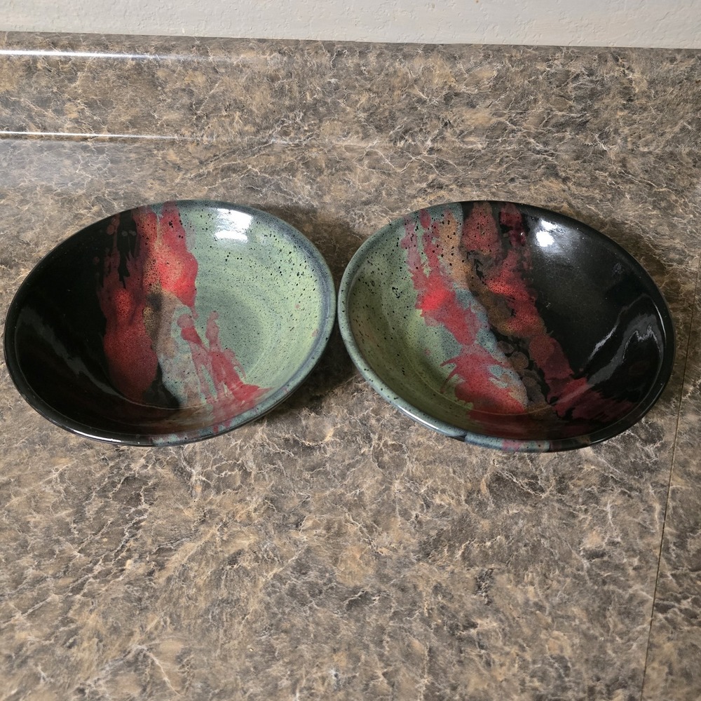 Always Azul Pottery Villa Grove CO Bowl 9 1/2" Very heavy With Beautiful Design